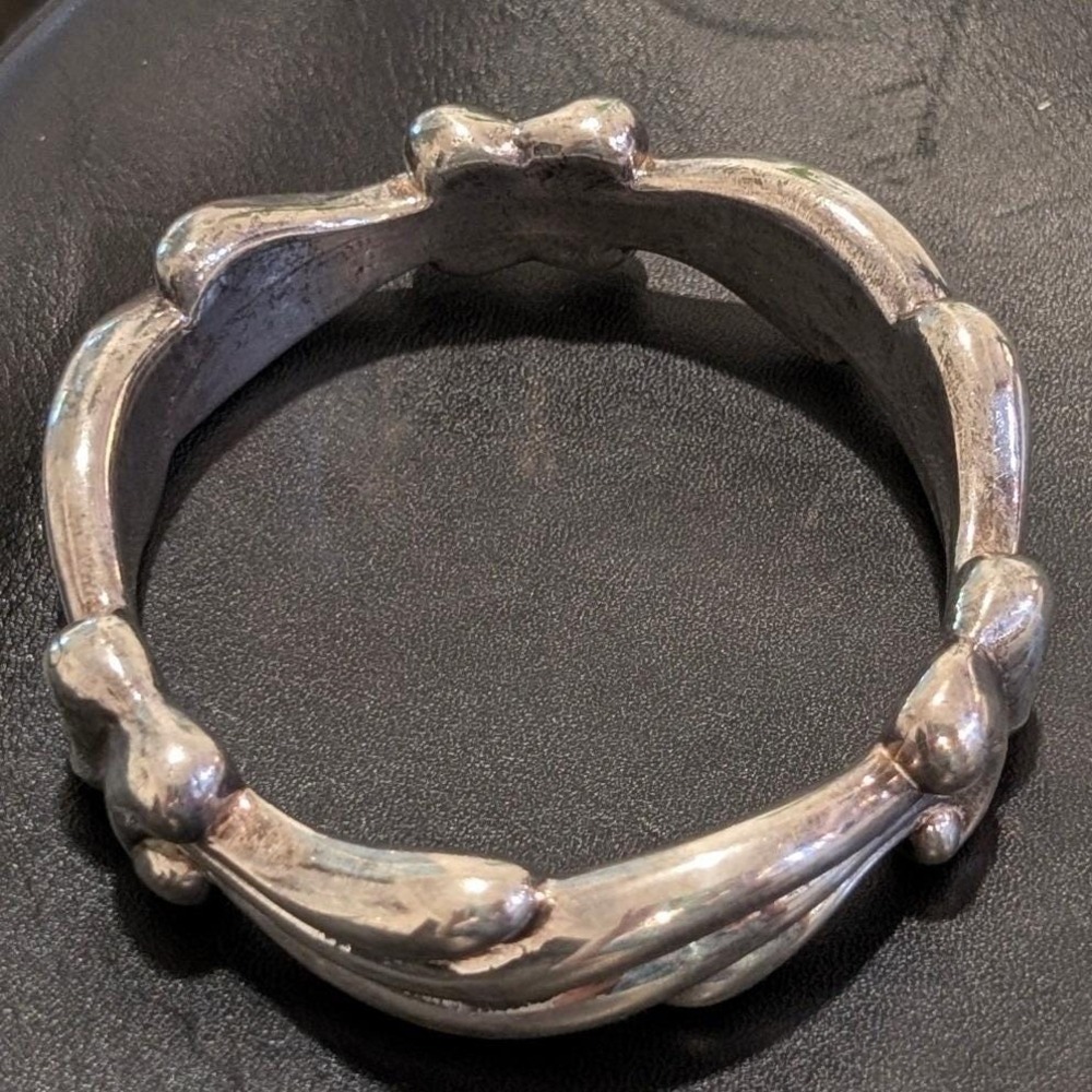 Vintage Brutalist Sterling Silver Sculptural Wave Bangle Bracelet Statement Cuff - Picture 3 of 7